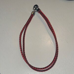 Handmade European Red and Black Braided Leather Bracelet